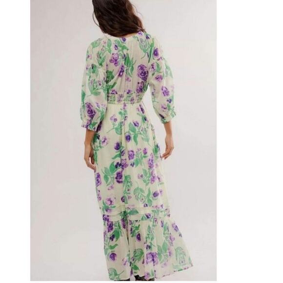 New Free People Golden Hour Floral Maxi Dress $168  X-SMALL Purple Green Boho - Picture 3 of 6